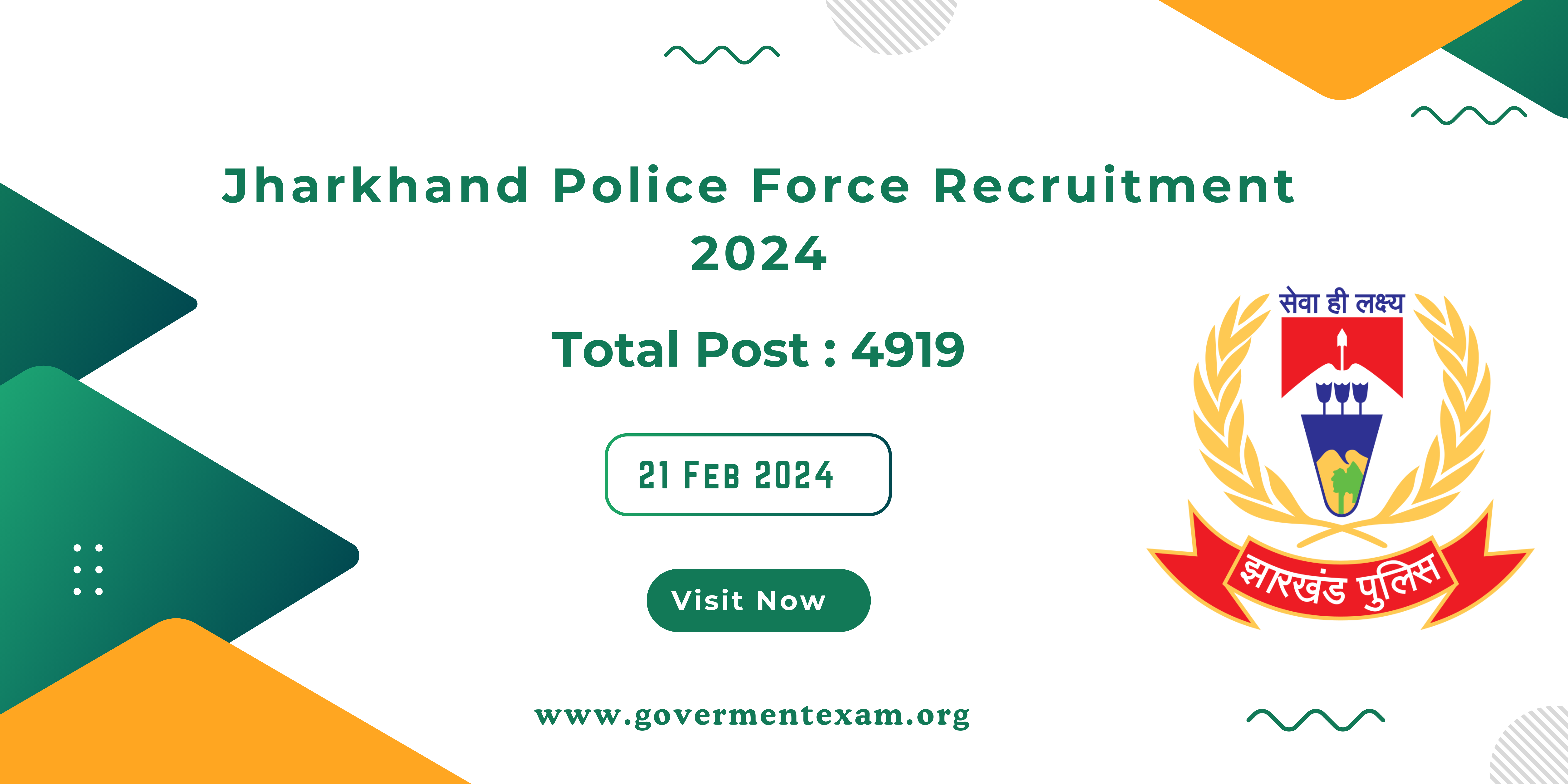 Jharkhand Police Force Recruitment 2024 ! Apply now for  4919 Post